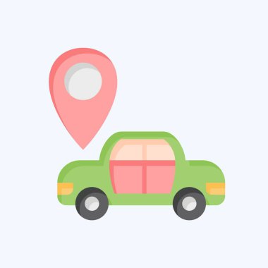 Simge Haritası Sensörü. Araba Bakım Sembolü ile ilgili. Düz stil. Basit resimleme