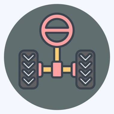 Simge Direksiyon Sistemi. Araba Bakım Sembolü ile ilgili. renk arkadaşı stili. Basit resimleme