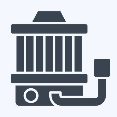 Icon Haeater Blower Motor. Araba Bakım Sembolü ile ilgili. Kabartma tarzı. Basit resimleme