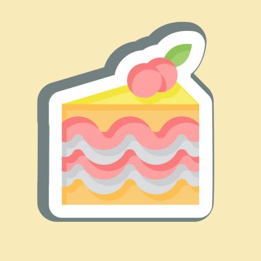 Çıkartmalı kek. Kahvaltı sembolüyle ilgili. Basit resimleme