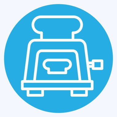 Simge tost makinesi. Kahvaltı sembolüyle ilgili. Mavi gözlü. Basit resimleme