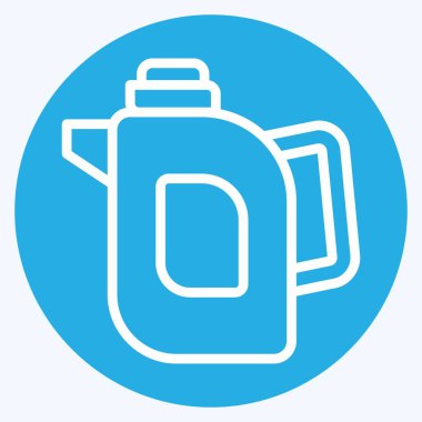 İkon çay demliği. Kahvaltı sembolüyle ilgili. Mavi gözlü. Basit resimleme