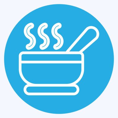 İkon Çorba Kasesi. Kahvaltı sembolüyle ilgili. Mavi gözlü. Basit resimleme