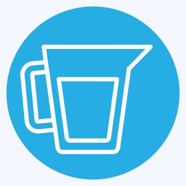 Simge Ölçüm Kupası. Kahvaltı sembolüyle ilgili. Mavi gözlü. Basit resimleme