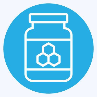 İkon Bal Kavanozu. Kahvaltı sembolüyle ilgili. Mavi gözlü. Basit resimleme