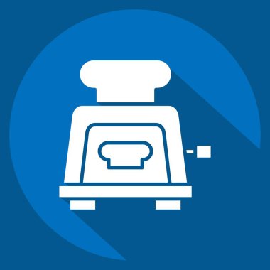 Simge tost makinesi. Kahvaltı sembolüyle ilgili. Uzun gölge tarzı. Basit resimleme