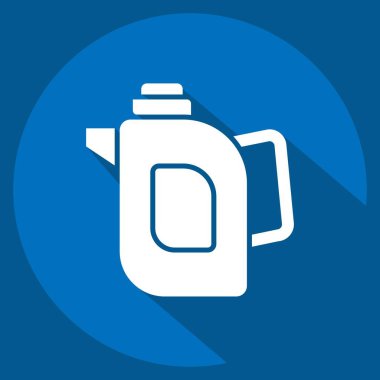 İkon çay demliği. Kahvaltı sembolüyle ilgili. Uzun gölge tarzı. Basit resimleme