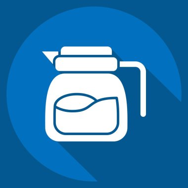 İkon Kahve Tenceresi. Kahvaltı sembolüyle ilgili. Uzun gölge tarzı. Basit resimleme