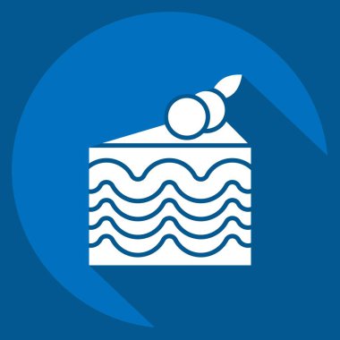 Kek ikonu. Kahvaltı sembolüyle ilgili. Uzun gölge tarzı. Basit resimleme