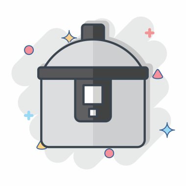 İkon Tencere. Kahvaltı sembolüyle ilgili. Çizgi roman. Basit resimleme