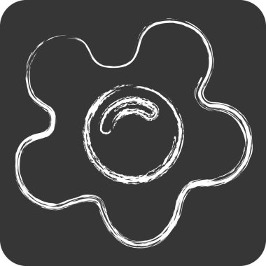 Icon sahanda yumurta. Kahvaltı sembolüyle ilgili. Tebeşir stili. Basit resimleme