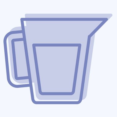 Simge Ölçüm Kupası. Kahvaltı sembolüyle ilgili. İki ton stili. Basit resimleme