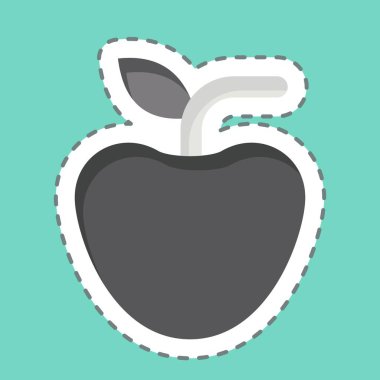 Etiket çizgisi Apple 'ı kesti. Kahvaltı sembolüyle ilgili. Basit resimleme