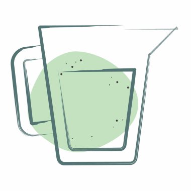 Simge Ölçüm Kupası. Kahvaltı sembolüyle ilgili. Renkli Leke Biçimi. Basit resimleme