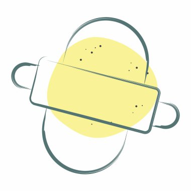 Simge Yapımı. Kahvaltı sembolüyle ilgili. Renkli Leke Biçimi. Basit resimleme