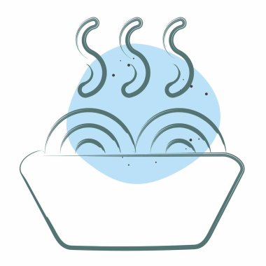 İkon Eriştesi. Kahvaltı sembolüyle ilgili. Renkli Leke Biçimi. Basit resimleme