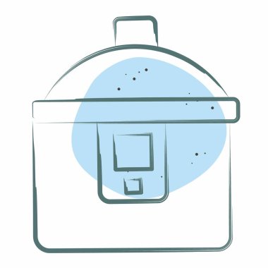 İkon Tencere. Kahvaltı sembolüyle ilgili. Renkli Leke Biçimi. Basit resimleme