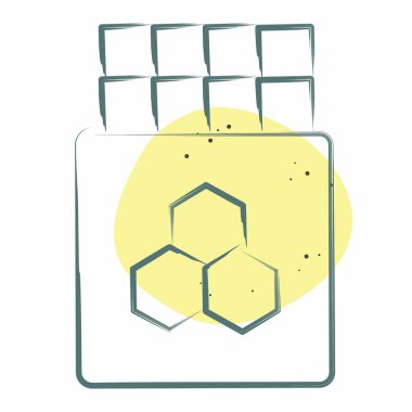 İkon Çikolata. Kahvaltı sembolüyle ilgili. Renkli Leke Biçimi. Basit resimleme