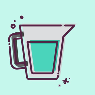 Simge Ölçüm Kupası. Kahvaltı sembolüyle ilgili. MBE tarzı. Basit resimleme