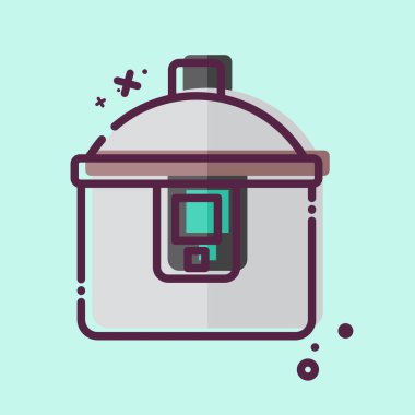 İkon Tencere. Kahvaltı sembolüyle ilgili. MBE tarzı. Basit resimleme