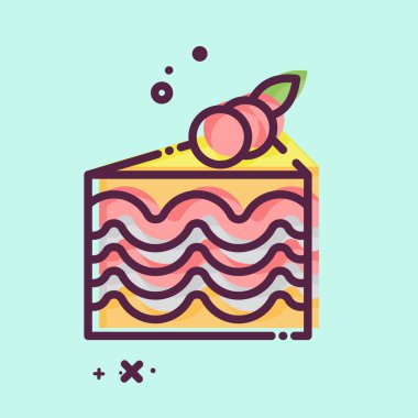 Kek ikonu. Kahvaltı sembolüyle ilgili. MBE tarzı. Basit resimleme