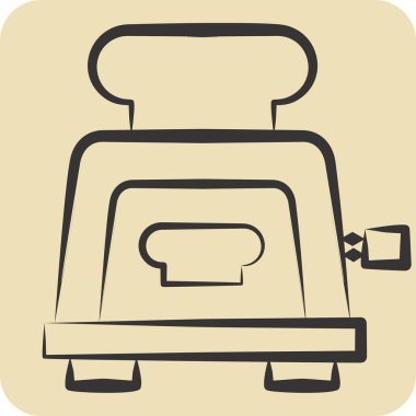Simge tost makinesi. Kahvaltı sembolüyle ilgili. El çizimi tarzı. Basit resimleme
