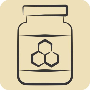 İkon Bal Kavanozu. Kahvaltı sembolüyle ilgili. El çizimi tarzı. Basit resimleme