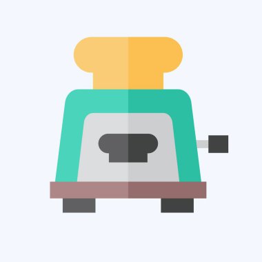 Simge tost makinesi. Kahvaltı sembolüyle ilgili. Düz stil. Basit resimleme