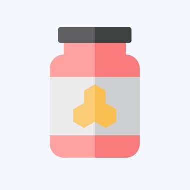 İkon Bal Kavanozu. Kahvaltı sembolüyle ilgili. Düz stil. Basit resimleme