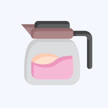 İkon Kahve Tenceresi. Kahvaltı sembolüyle ilgili. Düz stil. Basit resimleme