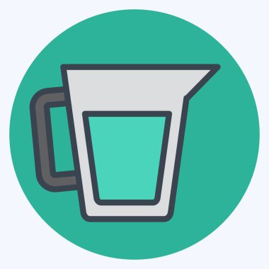 Simge Ölçüm Kupası. Kahvaltı sembolüyle ilgili. renk arkadaşı stili. Basit resimleme