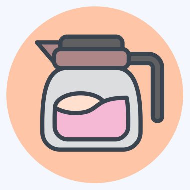 İkon Kahve Tenceresi. Kahvaltı sembolüyle ilgili. renk arkadaşı stili. Basit resimleme