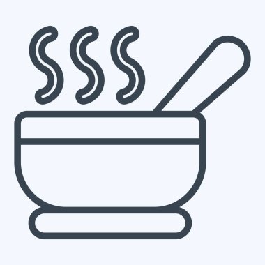 İkon Çorba Kasesi. Kahvaltı sembolüyle ilgili. Sıra tarzı. Basit resimleme