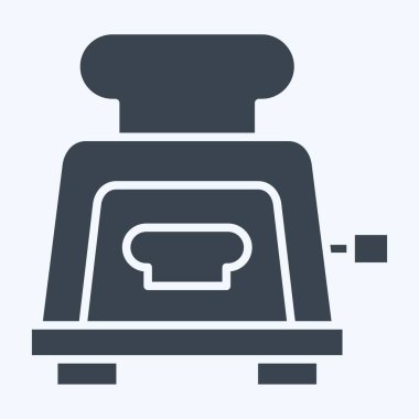 Simge tost makinesi. Kahvaltı sembolüyle ilgili. Kabartma tarzı. Basit resimleme