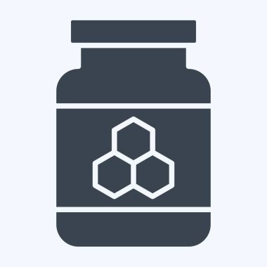 İkon Bal Kavanozu. Kahvaltı sembolüyle ilgili. Kabartma tarzı. Basit resimleme