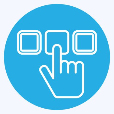 Simge Seçimi. Choice sembolüyle ilgili. Mavi gözlü. Basit resimleme