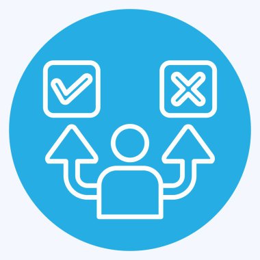 Simge Kararı. Choice sembolüyle ilgili. Mavi gözlü. Basit resimleme