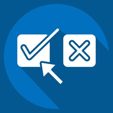 Simge Sağı Seçimi. Choice sembolüyle ilgili. Uzun gölge tarzı. Basit resimleme