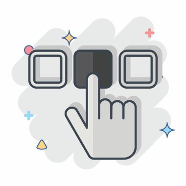 Simge Seçimi. Choice sembolüyle ilgili. Çizgi roman. Basit resimleme