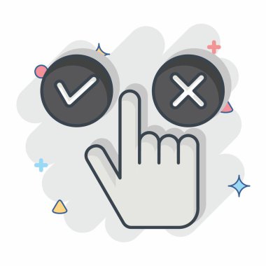 Simge Seçimi. Choice sembolüyle ilgili. Çizgi roman. Basit resimleme