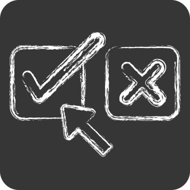 Simge Sağı Seçimi. Choice sembolüyle ilgili. Tebeşir stili. Basit resimleme