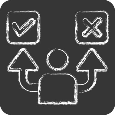 Simge Kararı. Choice sembolüyle ilgili. Tebeşir stili. Basit resimleme