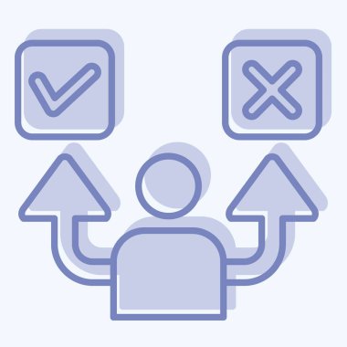 Simge Kararı. Choice sembolüyle ilgili. İki ton stili. Basit resimleme