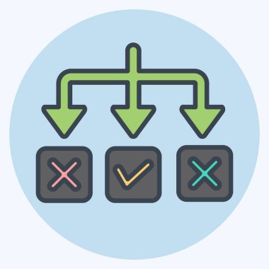 Simge çözme. Choice sembolüyle ilgili. renk arkadaşı stili. Basit resimleme