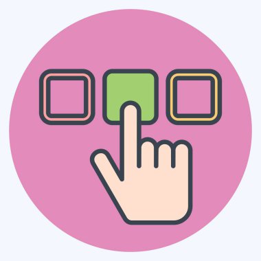 Simge Seçimi. Choice sembolüyle ilgili. renk arkadaşı stili. Basit resimleme