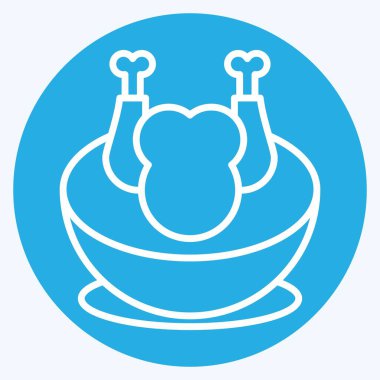 İkon Tavuk Çorbası. Kore sembolüyle ilgili. Mavi gözlü. Basit resimleme