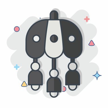 Simge Rüzgârı Çanı. Kore sembolüyle ilgili. Çizgi roman. Basit resimleme