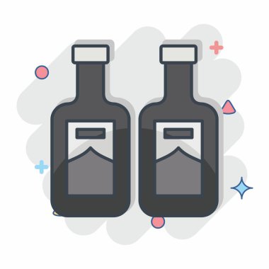 Simge Soju. Kore sembolüyle ilgili. Çizgi roman. Basit resimleme