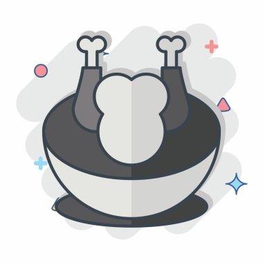 İkon Tavuk Çorbası. Kore sembolüyle ilgili. Çizgi roman. Basit resimleme