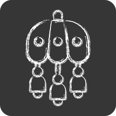 Simge Rüzgârı Çanı. Kore sembolüyle ilgili. Tebeşir stili. Basit resimleme